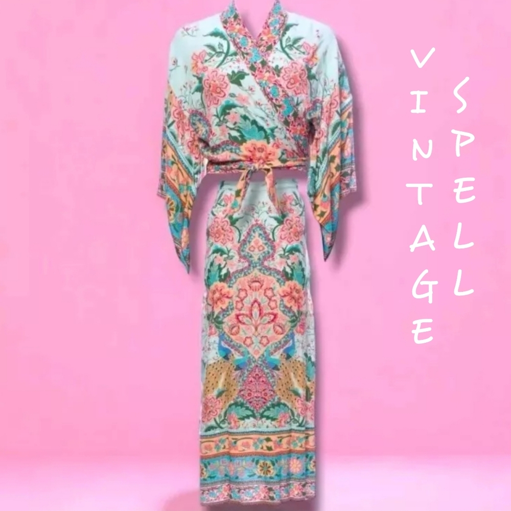 Spell & The Gypsy Collective Vintage Set Lotus Kimono Top & Maxi Skirt Festival